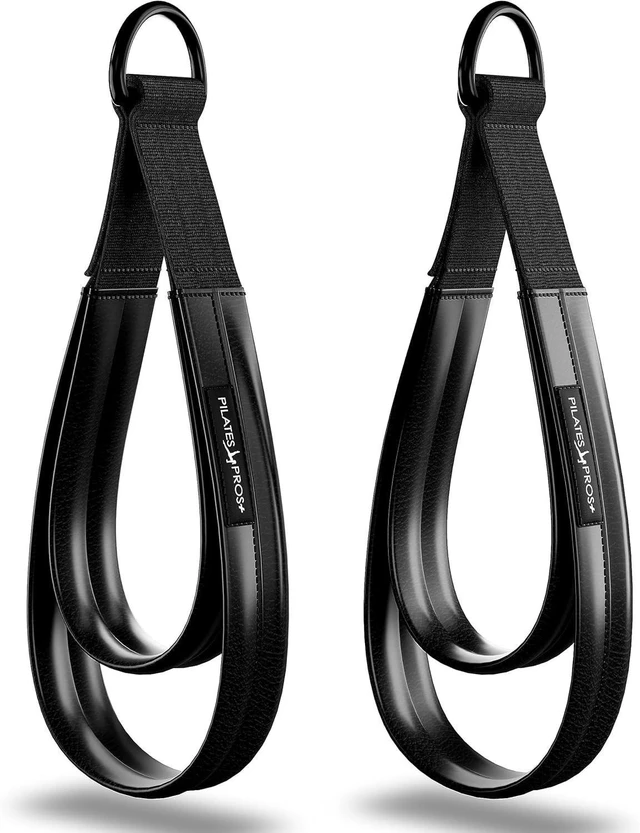 Main image of Vinyl Covered Double Loop Straps for Pilates Equipment - D-Ring Padded Fitness Straps for Studio & Home Gym Workouts