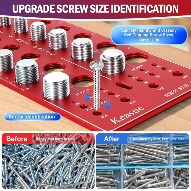 Alt view image 3 of 7 - 76Pcs Thread Checker, Upgrade Nut and Bolt Thread Checker 34 Standard and 26 Metric and 16 Screw Size Check Gauge, Suitable for Screw Nut Bolt Size Finder Classification