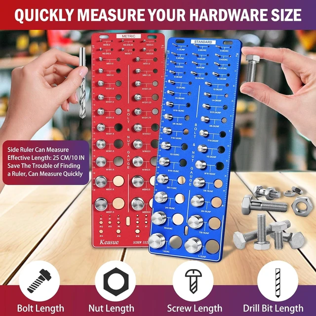 Alt view image 5 of 7 - 76Pcs Thread Checker, Upgrade Nut and Bolt Thread Checker 34 Standard and 26 Metric and 16 Screw Size Check Gauge, Suitable for Screw Nut Bolt Size Finder Classification