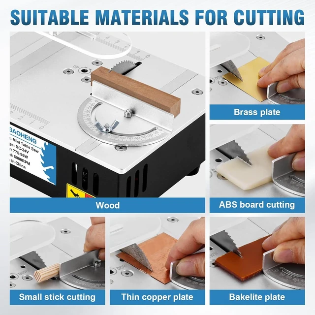 Alt view image 5 of 7 - Mini Table Saw S3 Portable Precision Craft Table Saw, 1/2" Adjustable Cut Depth, Seven Speed Adjustable Power Supply, for Small Hobby Woodworking Miniature Wood Craft Cutting