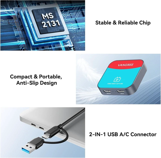 Alt view image 7 of 7 - Capture Card for Nintendo Switch, 4K Audio Video Capture Card, USB C 3.0 1080P 60FPS HDMI Recorder for Gaming/Live Streaming/Video Conference, Works for Nintendo Switch 2/PS5/Xbox/OBS/Camera/PC
