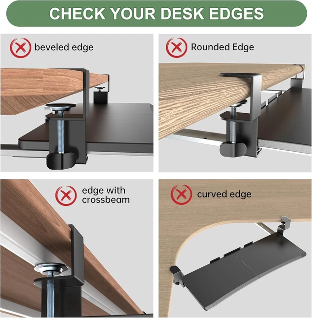Alt view image 6 of 7 - Extra Large Keyboard Tray Under Desk - Slide Out with Sturdy C-Clip Mount System, 31.5" (35.8" Including Clamps) x 11.8" Put-Out Keyboard Tray Computer Drawer for Ergonomic Typing, Black