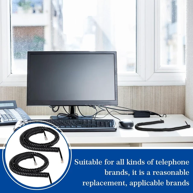 Alt view image 6 of 7 - 30 Pack Black Phone Handset Cord 12ft Telephone Cord for Landline Coiled Phone Wire Bulk for Use with All Landline Telephone Line Replacement Cable Accessory