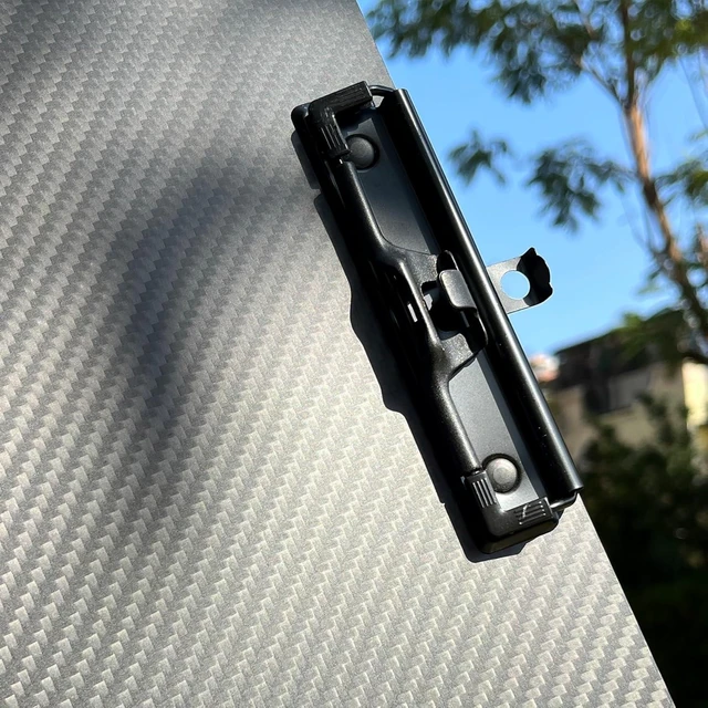 Alt view image 4 of 7 - 9.4"W x 12.6"L x 0.06"T Hard Lightweight Portable Carbon Fiber Clipboard with 2 Strong Black Low Profile Clips, Hook & Pen Holder, Letter/A4 Size Drawing Board, Waterproof & Sun Resistant, 3K Twill