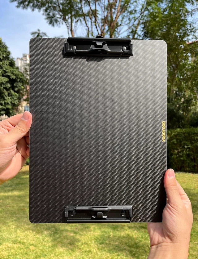 Alt view image 7 of 7 - 9.4"W x 12.6"L x 0.06"T Hard Lightweight Portable Carbon Fiber Clipboard with 2 Strong Black Low Profile Clips, Hook & Pen Holder, Letter/A4 Size Drawing Board, Waterproof & Sun Resistant, 3K Twill