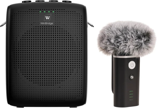 Main image of WinBridge WB006 Upgraded Wireless Voice Amplifier Bluetooth Lapel Microphone with Speaker, Windproof Foam Compact & Portable, Clip-On Mic, Mini Megaphone for Teachers Presenters, Tour Guides