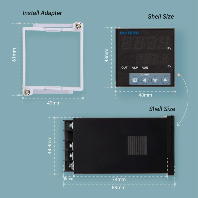 Alt view image 2 of 6 - PID Temperature Controller Kit, High Voltage 100ACV to 240ACV, Comes with SSR 40DA Solid State Relay, K Type Thermocouple, and White Heat Sink
