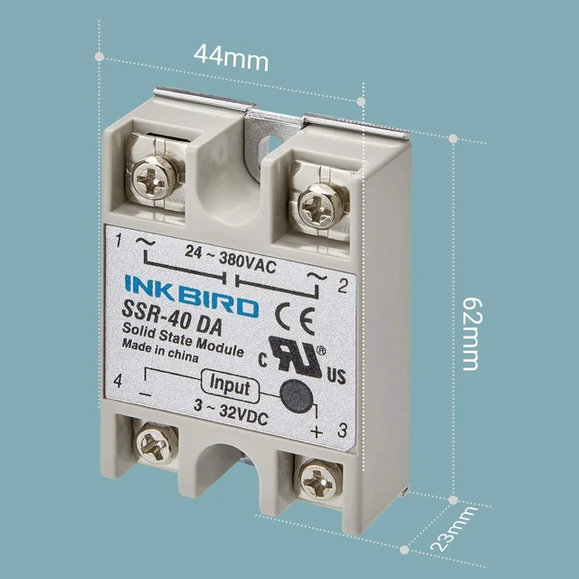 Alt view image 3 of 6 - PID Temperature Controller Kit, High Voltage 100ACV to 240ACV, Comes with SSR 40DA Solid State Relay, K Type Thermocouple, and White Heat Sink