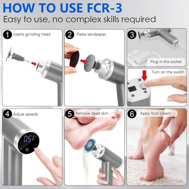 Alt view image 6 of 7 - Upgraded Electric Callus Remover for Feet 4500rpm, Professional Electric Foot Callus Remover Foot Sander Pedicure File with 2 Interchangeable Heads and Replaceable Sandpaper Discs
