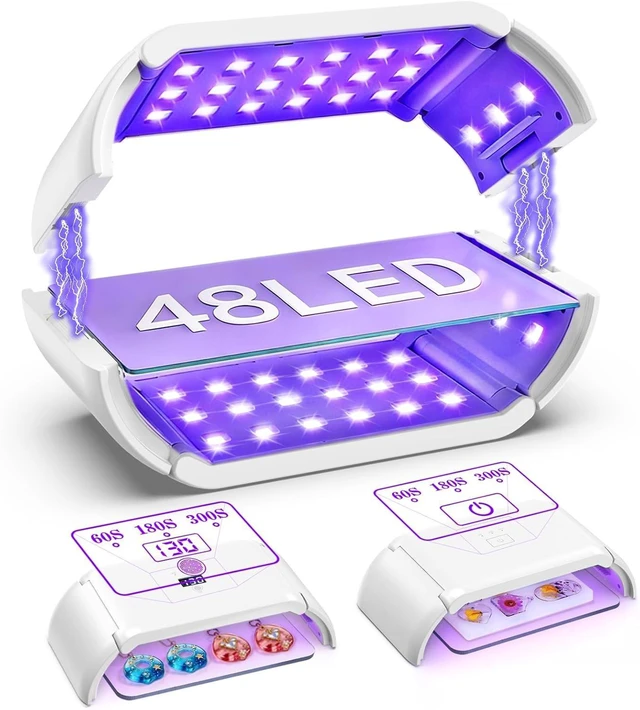 Main image of UV Light for Resin,48W 48 LEDs,Double-Sided,365-405nm,1-10min Timer | 48W High Power,360° Cure,Wide area,2-in-1,2 Heat-Resist PC Boards & 2 USB Cables, For Molds, Jewelry, Crafts