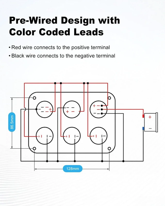 Alt view image 3 of 7 - 6 Gang Charger Sockets Panel USB C PD QC Charger 12V Outlet Voltmeter | Compatible with Anderson Connector, Dual Cigarette Lighter Socket and Voltage Display for Vehicle Upgrades