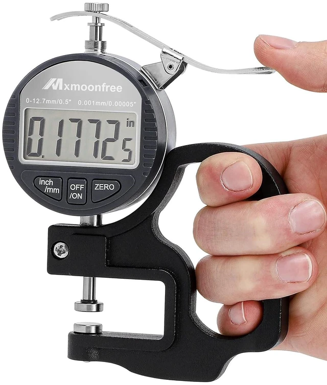 Main image of Digital Thickness Gauge 0.001mm/0.00005" | 0-12.7mm/0.5" Electronic Micrometer Thickness Meter with LCD Display, Unit Conversion, Storage Case, Extra Battery