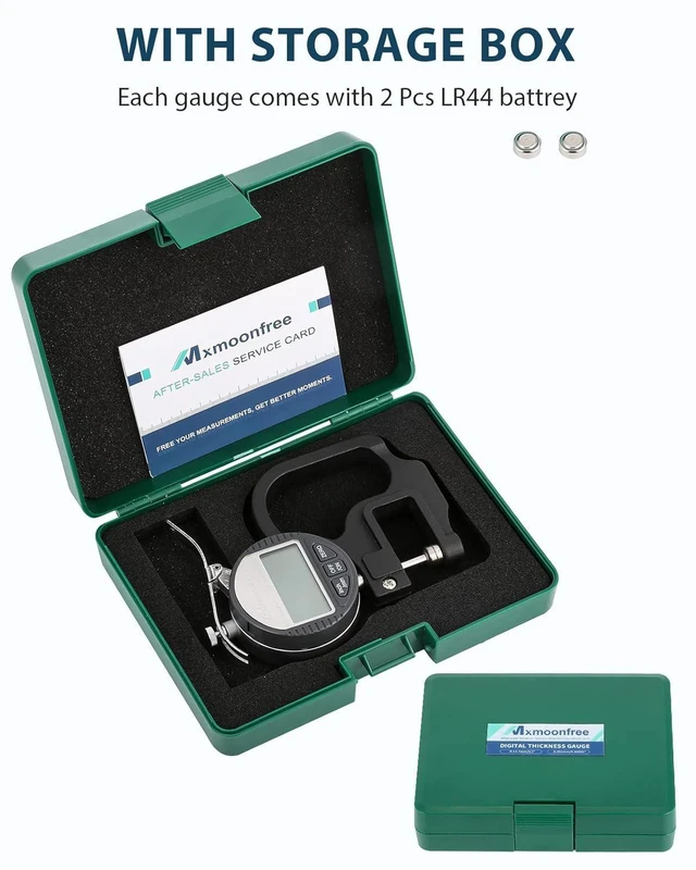 Alt view image 6 of 7 - Digital Thickness Gauge 0.001mm/0.00005" | 0-12.7mm/0.5" Electronic Micrometer Thickness Meter with LCD Display, Unit Conversion, Storage Case, Extra Battery