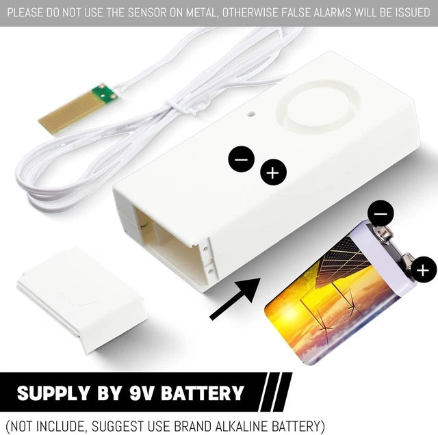 Alt view image 6 of 7 - 5 Pcs Water Sensor Alarm Leak Detector 120db Water Leak Alarm 9v Battery Flood Sensor Detector Overflow Security Alert for Home Basement Kitchen Garage Bath Tub Sink, White