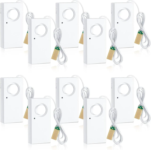 Alt view image 7 of 7 - 5 Pcs Water Sensor Alarm Leak Detector 120db Water Leak Alarm 9v Battery Flood Sensor Detector Overflow Security Alert for Home Basement Kitchen Garage Bath Tub Sink, White