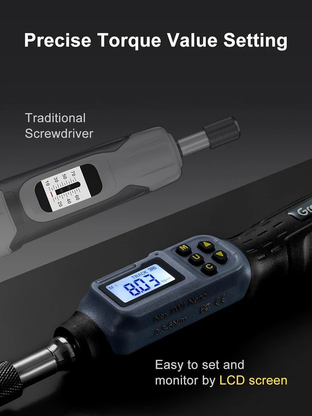 Alt view image 3 of 7 - Digital Torque Screwdriver, 2.66-53.1 In-lbs/0.3-6 Nm, 1/4'' Drive Inch Pound Torque Screwdriver Electrician with Buzzer & LED Indicator, 27 In 1 Torque Wrench Screwdriver Set