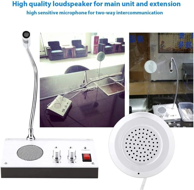 Alt view image 3 of 7 - Dual Way Window Intercom System with Mic & Speaker, Automatic Two-Way Counter Intercom for Glass, Drive Thru Communication Speaker for Bank Office Store Hospital Bus Station Security Counter
