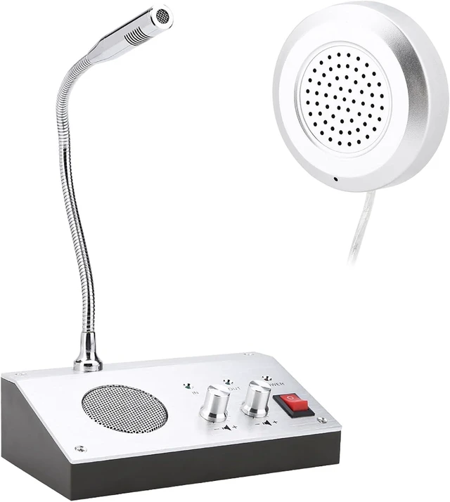 Alt view image 4 of 7 - Dual Way Window Intercom System with Mic & Speaker, Automatic Two-Way Counter Intercom for Glass, Drive Thru Communication Speaker for Bank Office Store Hospital Bus Station Security Counter