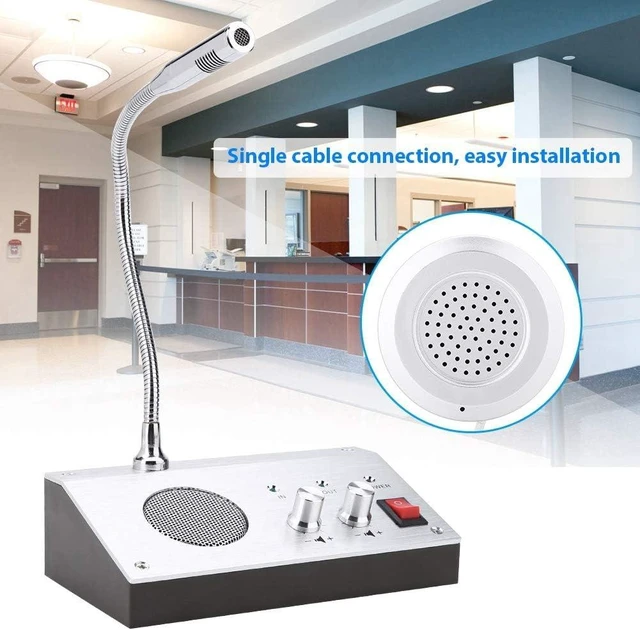 Alt view image 5 of 7 - Dual Way Window Intercom System with Mic & Speaker, Automatic Two-Way Counter Intercom for Glass, Drive Thru Communication Speaker for Bank Office Store Hospital Bus Station Security Counter