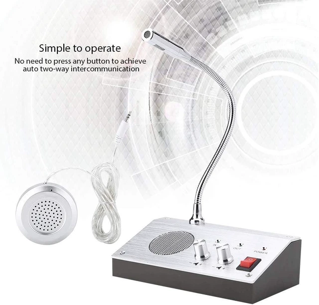 Alt view image 6 of 7 - Dual Way Window Intercom System with Mic & Speaker, Automatic Two-Way Counter Intercom for Glass, Drive Thru Communication Speaker for Bank Office Store Hospital Bus Station Security Counter