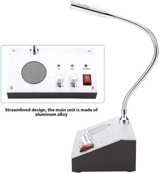Alt view image 7 of 7 - Dual Way Window Intercom System with Mic & Speaker, Automatic Two-Way Counter Intercom for Glass, Drive Thru Communication Speaker for Bank Office Store Hospital Bus Station Security Counter