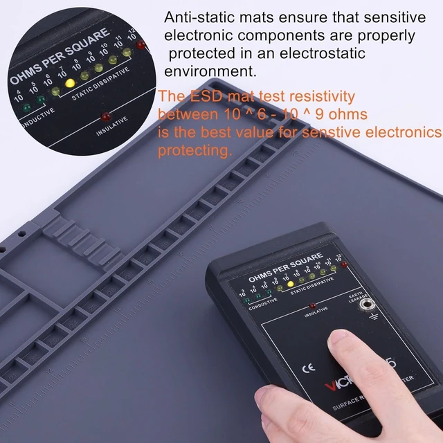 Alt view image 2 of 7 - Premium Heat Resistant 932°F 20.7" x 13.4" Magnetic Anti-Static Mat with Grounding Accessories, ESD Safe Electronics Work Mat for Computer Cell Phone Laptop Repair