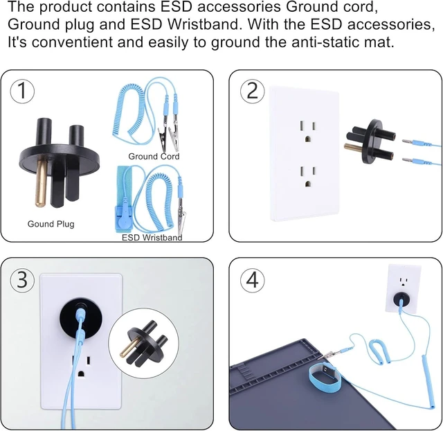 Alt view image 3 of 7 - Premium Heat Resistant 932°F 20.7" x 13.4" Magnetic Anti-Static Mat with Grounding Accessories, ESD Safe Electronics Work Mat for Computer Cell Phone Laptop Repair