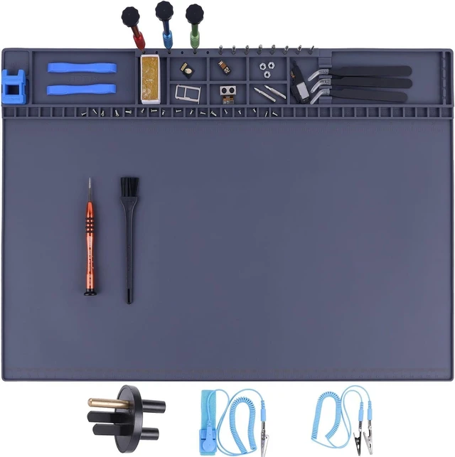 Main image of Premium Heat Resistant 932°F 20.7" x 13.4" Magnetic Anti-Static Mat with Grounding Accessories, ESD Safe Electronics Work Mat for Computer Cell Phone Laptop Repair