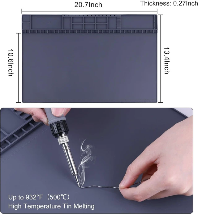 Alt view image 6 of 7 - Premium Heat Resistant 932°F 20.7" x 13.4" Magnetic Anti-Static Mat with Grounding Accessories, ESD Safe Electronics Work Mat for Computer Cell Phone Laptop Repair