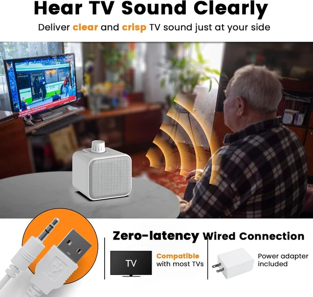 Alt view image 2 of 7 - ANSTEN Wired Speakers for TV No Delay, Mini Clear Voice TV Speaker Wired with 5M Long Cord, Personal Speaker with Headphone Jack, Easy Operation, TV Speakers for Hard of Hearing and Seniors
