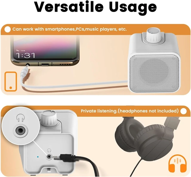 Alt view image 6 of 7 - ANSTEN Wired Speakers for TV No Delay, Mini Clear Voice TV Speaker Wired with 5M Long Cord, Personal Speaker with Headphone Jack, Easy Operation, TV Speakers for Hard of Hearing and Seniors