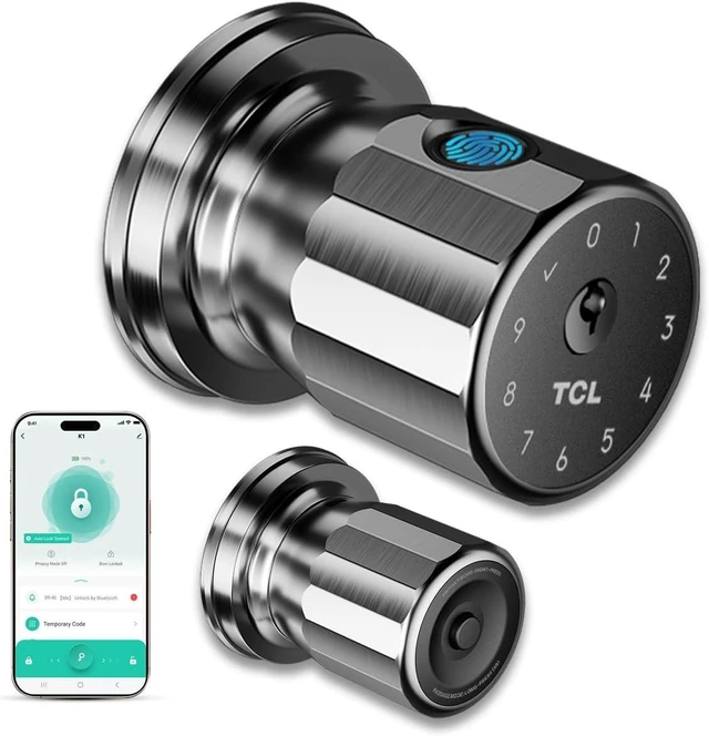 Main image of K1 Fingerprint Smart Door Knob, 0.3s Biometric Keyless Entry, 4-in-1 Access with App Control & Passcode, Auto-Lock, Anti-Peep Keypad, 100 Fingerprints, for Bedroom Apartment Airbnb