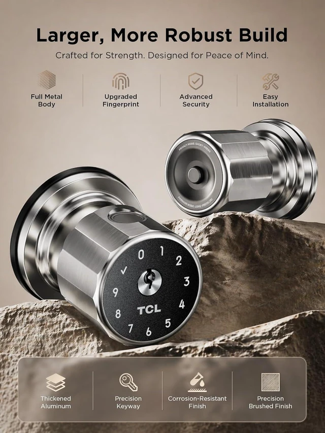 Alt view image 2 of 7 - K1 Fingerprint Smart Door Knob, 0.3s Biometric Keyless Entry, 4-in-1 Access with App Control & Passcode, Auto-Lock, Anti-Peep Keypad, 100 Fingerprints, for Bedroom Apartment Airbnb