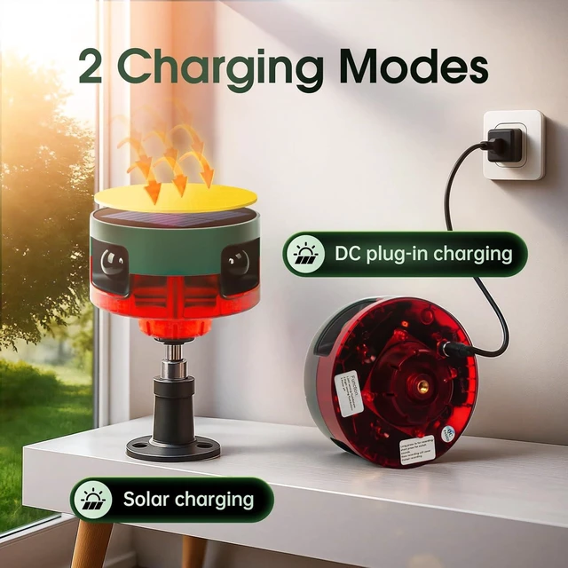 Alt view image 7 of 7 - Solar Outdoor Motion Sensor Alarm, 130dB Dog Barking & Gunshot Sound, 13 Sounds, Strobe Light, Support Recording & Volume Control, Keeps Unwanted Animals Away from Yard, Garden, or Farm