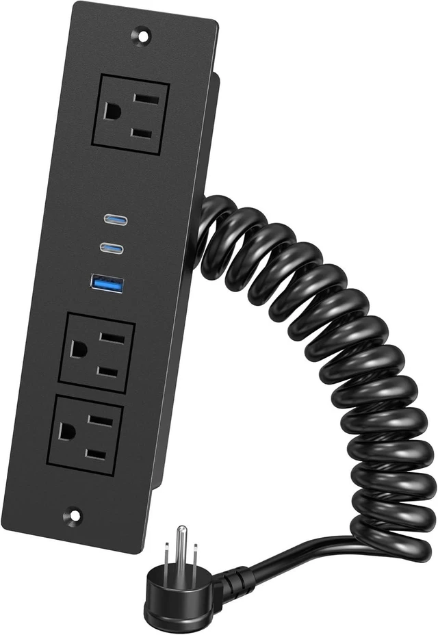 Main image of Drawer Outlet Kit with 65W USB C Fast Charging Station, Recessed Power Outlet with 3 USB Ports & 3 AC Outlets, Furniture Flush Mount Power Strip for Home Office 6ft Cord