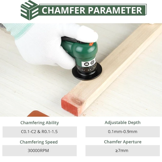 Alt view image 3 of 7 - Mini Pneumatic Chamfering Tool 16pcs C&R-angle Blades Straight 45° Arc Beveling,Metal Air Chamfer 30000 RPM,Edge Deburring for Copper,Aluminum,Steel,Wood,Acrylic,1/4" Inlet,Precision,Quieter