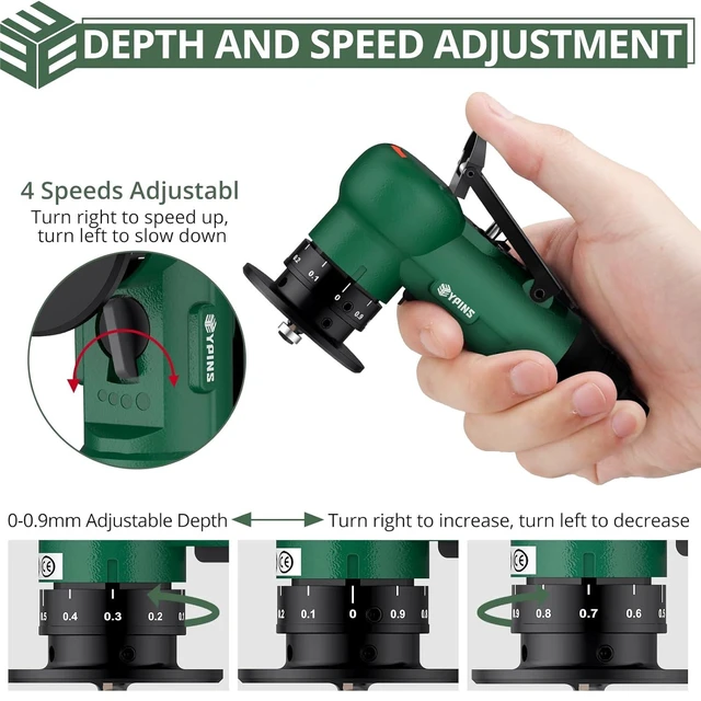 Alt view image 5 of 7 - Mini Pneumatic Chamfering Tool 16pcs C&R-angle Blades Straight 45° Arc Beveling,Metal Air Chamfer 30000 RPM,Edge Deburring for Copper,Aluminum,Steel,Wood,Acrylic,1/4" Inlet,Precision,Quieter