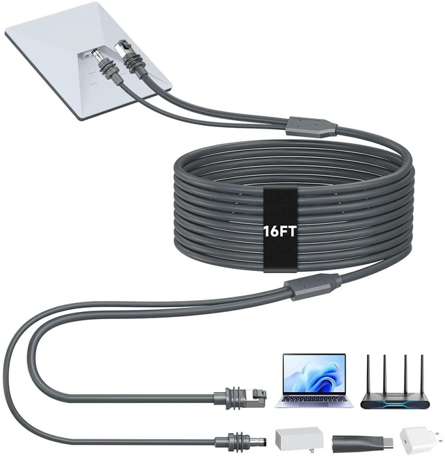 Main image of 2 in 1 for Starlink Mini Ethernet Cable 16.4FT/5M, for Starlink Mini Cable + RJ45 Ethernet Cable, DC to DC, DC to C Power Cable Relacement Waterproof Accessries for Boat, Car