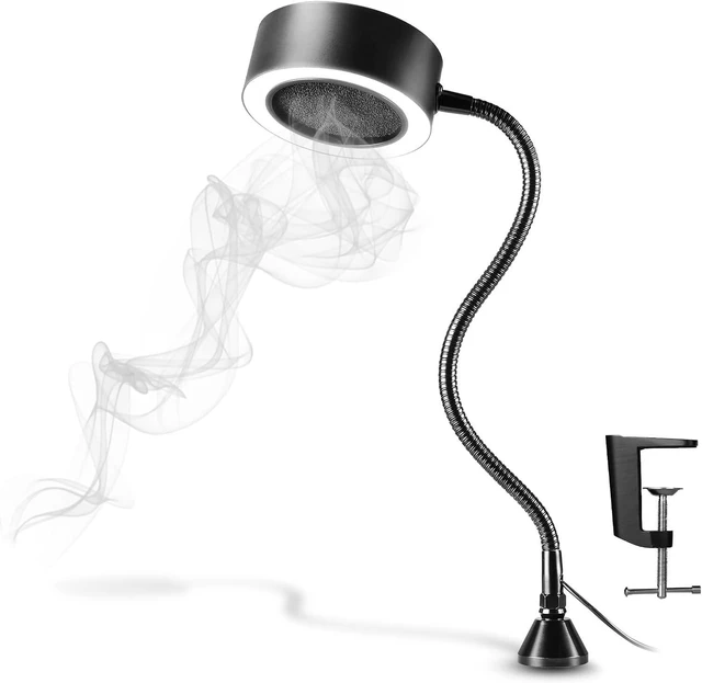 Main image of Portable Fume Extractor Fan with LED Lights, Memory Stainless Steel Gooseneck & Replaceable Table Clamp, Magnetic Solder Smoke Absorber for Soldering DIY Working Station