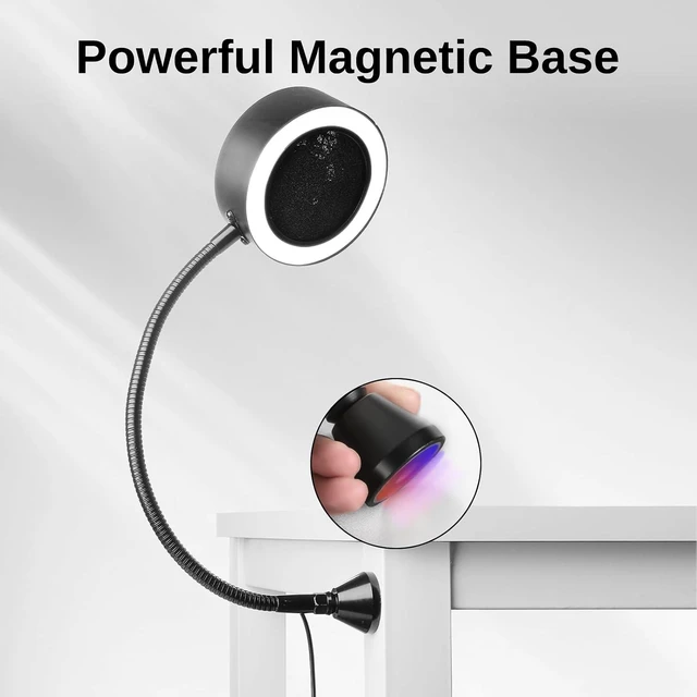 Alt view image 3 of 7 - Portable Fume Extractor Fan with LED Lights, Memory Stainless Steel Gooseneck & Replaceable Table Clamp, Magnetic Solder Smoke Absorber for Soldering DIY Working Station