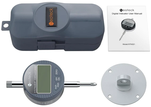 Alt view image 7 of 7 - DTI Digital Dial Indicator 0.5 inch/12.7mm, High Resolution: 0.00005 inch/ 0.001mm, Digital Probe Indicator Dial Test Gauge
