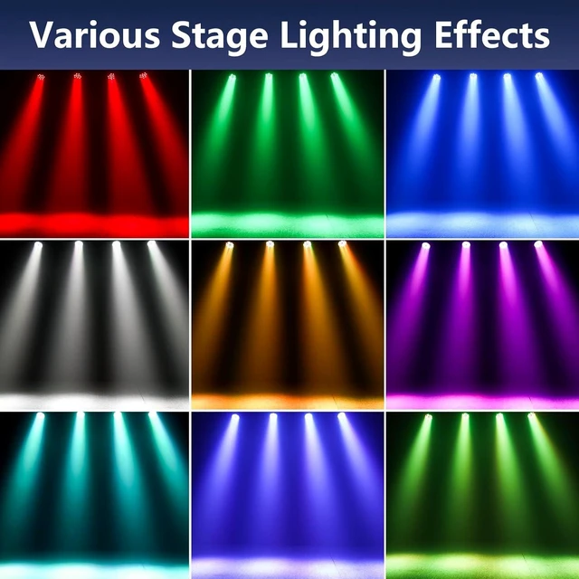 Alt view image 3 of 7 - 36 LED Stage Lights, Corded RGB Par Lights, 4/7 CH DMX Par Can, LED Stage Par with Sound Activated & DMX 512, Uplights for Wedding, Club, Event, Party, 4 Pack