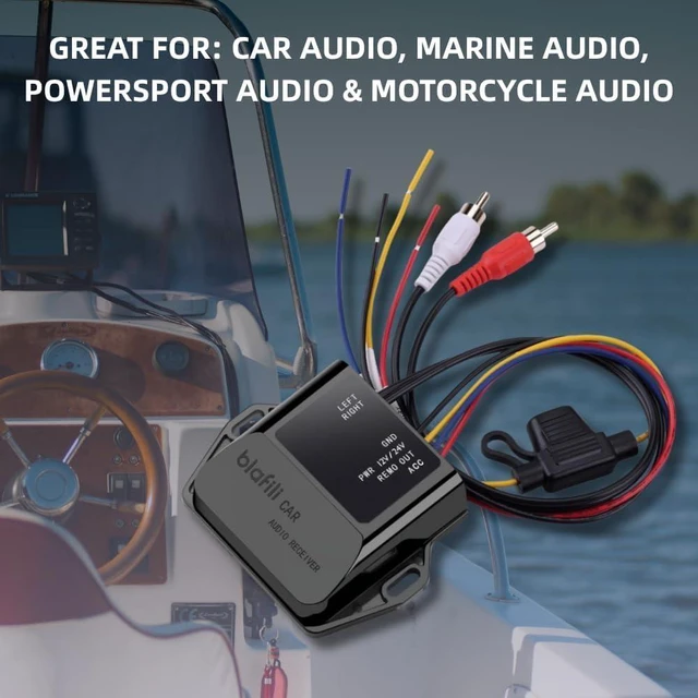 Alt view image 13 of 14 - CAR Bluetooth 5.2 Receiver aptX Adaptive, aptX HD, AAC, SBC 12V/24V Compatible, Remote Trigger, Stereo RCA Output Wireless A2DP Adapter for Car, Truck, Marine, Powersport Audio Systems