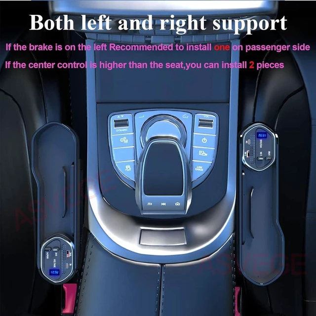 Alt view image 2 of 7 - 2 pcs Car Seat Gap Filler Organizer,Storage Box with Cup Holder Dual USB Ports,2 Charging Cables and Wireless Charger and Type-C & Quick Charge USB Ports for Cars, SUVs & Trucks