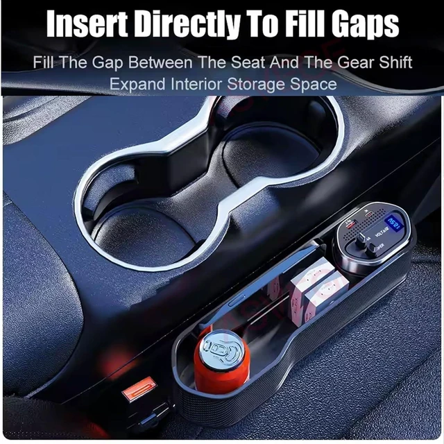 Alt view image 3 of 7 - 2 pcs Car Seat Gap Filler Organizer,Storage Box with Cup Holder Dual USB Ports,2 Charging Cables and Wireless Charger and Type-C & Quick Charge USB Ports for Cars, SUVs & Trucks