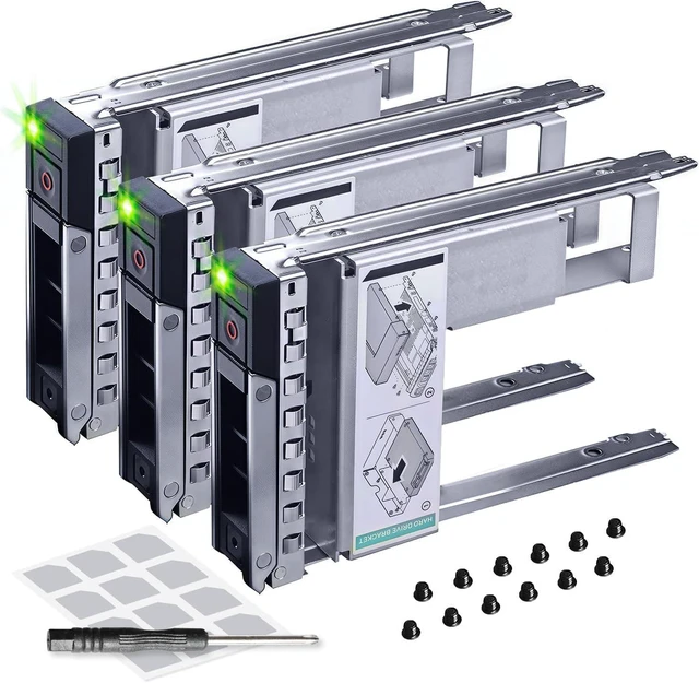 Main image of 3-Pack - 3.5" Hard Drive Caddy with 2.5" to 3.5" HDD Adapter - Compatible for Dell PowerEdge Servers - T360 R360 T560 R660 R660xs R6615 R6625 R7615 R7625 R760 R760xs R760xd2