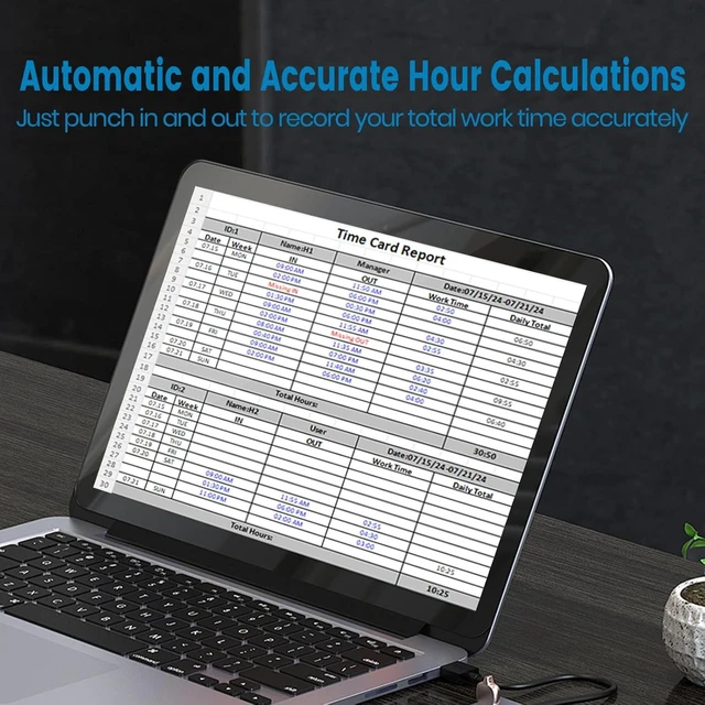 Alt view image 2 of 7 - Time Clocks for Employees Small Business Automatic Calculate Hours, 0 Monthly Fees Fingerprint Time Clock, H3 Standalone Biometric Clock in Machine for Employees with 5 RFID Cards (No WiFi)