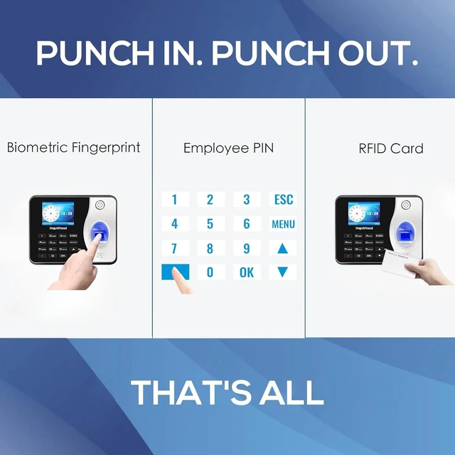 Alt view image 6 of 7 - Time Clocks for Employees Small Business Automatic Calculate Hours, 0 Monthly Fees Fingerprint Time Clock, H3 Standalone Biometric Clock in Machine for Employees with 5 RFID Cards (No WiFi)