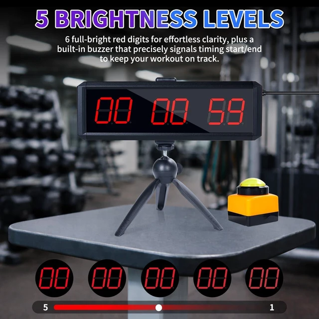 Alt view image 6 of 7 - Large Stopwatch with Start/Stop ButtonLED Digital Timer with Stand360° Press ButtonStopwatch for Obstacle CourseFitness Clock for Home GymInterval Timer for Exercise (1.5 red)