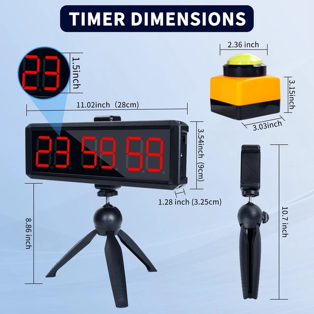 Alt view image 2 of 7 - Large Stopwatch with Start/Stop ButtonLED Digital Timer with Stand360° Press ButtonStopwatch for Obstacle CourseFitness Clock for Home GymInterval Timer for Exercise (1.5 red)